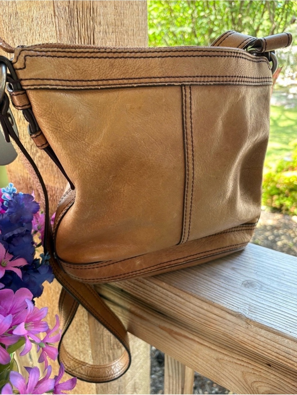Vintage Fossil Tan Weathered Leather Shoulder Saddle Bag Adjustable Strap w
Key - Picture 7 of 13